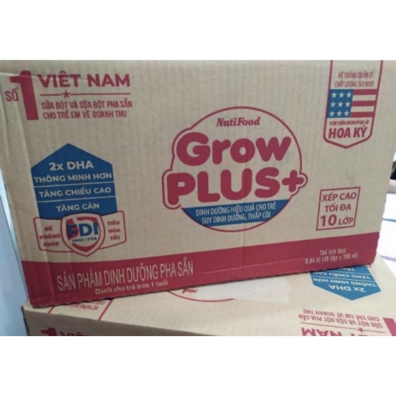 THÙNG 12 LỐC SỮA NUTI GROW PLUS ĐỎ 110ML