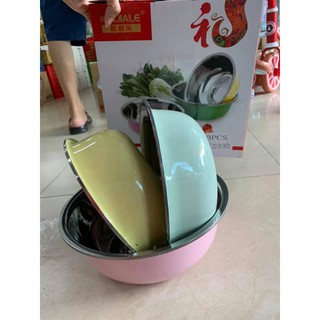 Combo 3 chiếc tô/ bát đựng đồ gia đình đa năng bằng inox siêu xịn, nhiều màu độc đáo