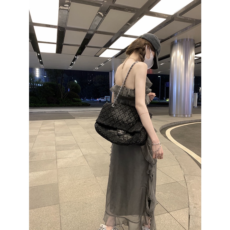 Đầm Chiffon Dáng Dài Màu Xám Thiết Kế Mới Thời Trang Mùa Hè Theo Phong Cách Vintage