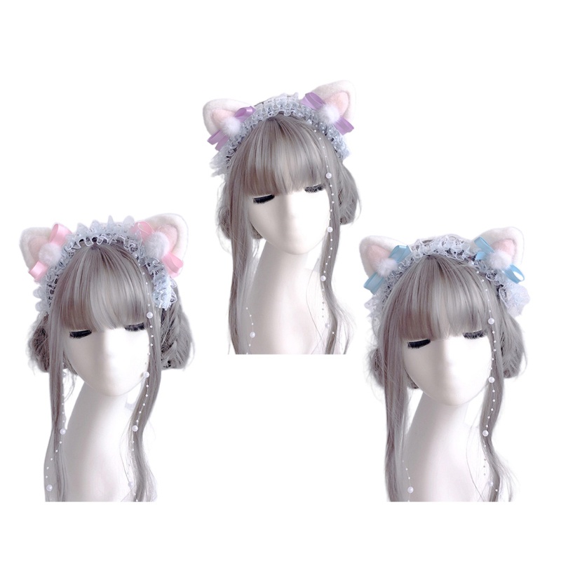 Băng Đô Tai Gấu Phối Ren Phong Cách Lolita