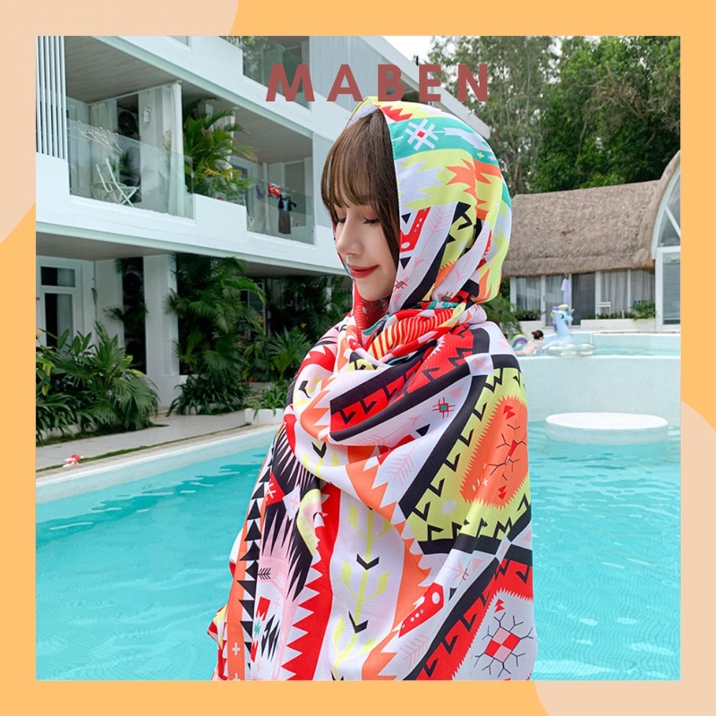 Khăn choàng cổ in hoa văn thổ cẩm hàng loại 1 size 90x180cm