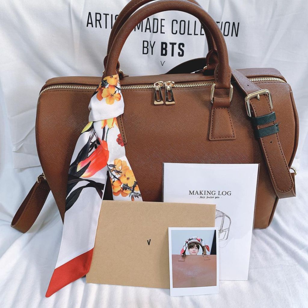 Kpop BTS V Kim Tae Hyung Design Same Mute Boston Large Capacity Bag Messenger Bag Crossbody Bag Shoulder Bag for ARMY Gift