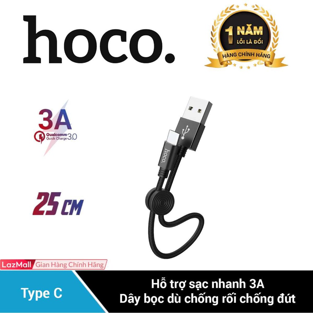 Cáp sạc nhanh và truyền dữ liệu Hoco X35 25cm sạc nhanh 2.4A Max