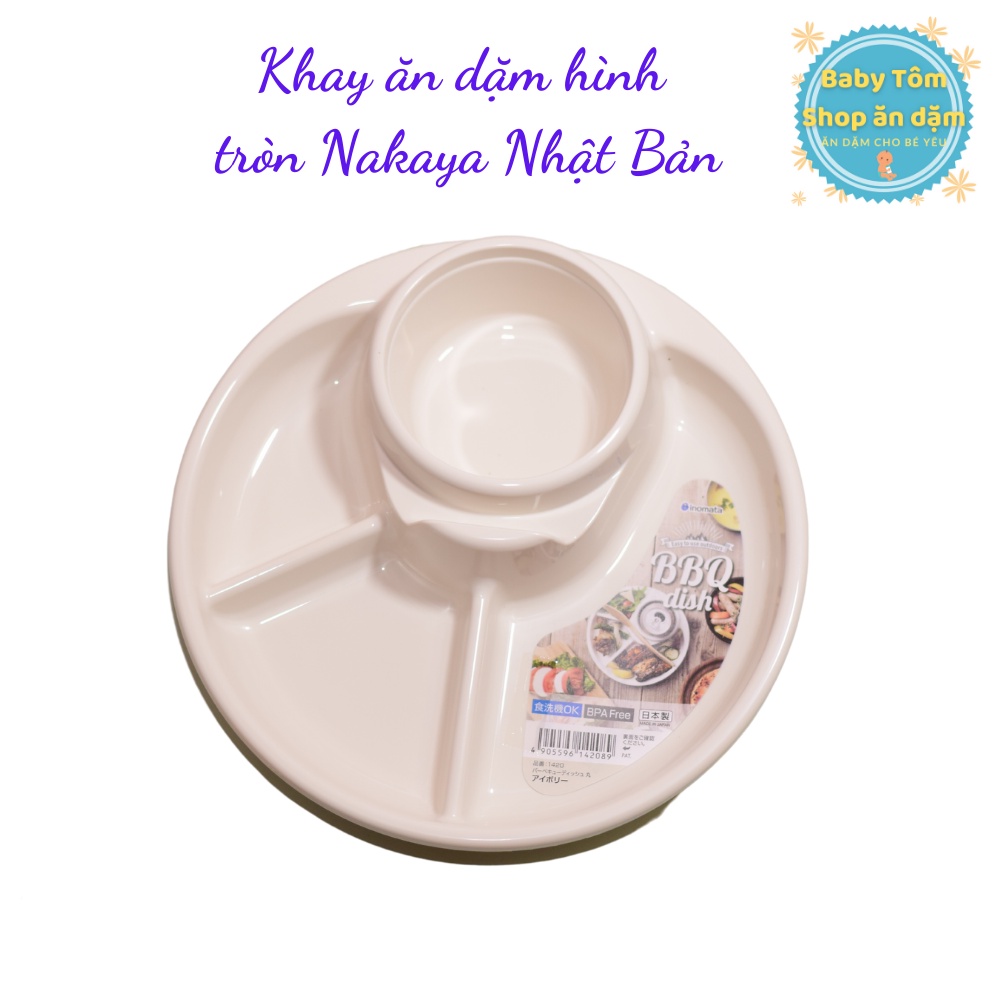 Khay ăn dặm tròn có chỗ để cốc và thìa,đũa Inomata Nhật Bản NPP Baby Tôm
