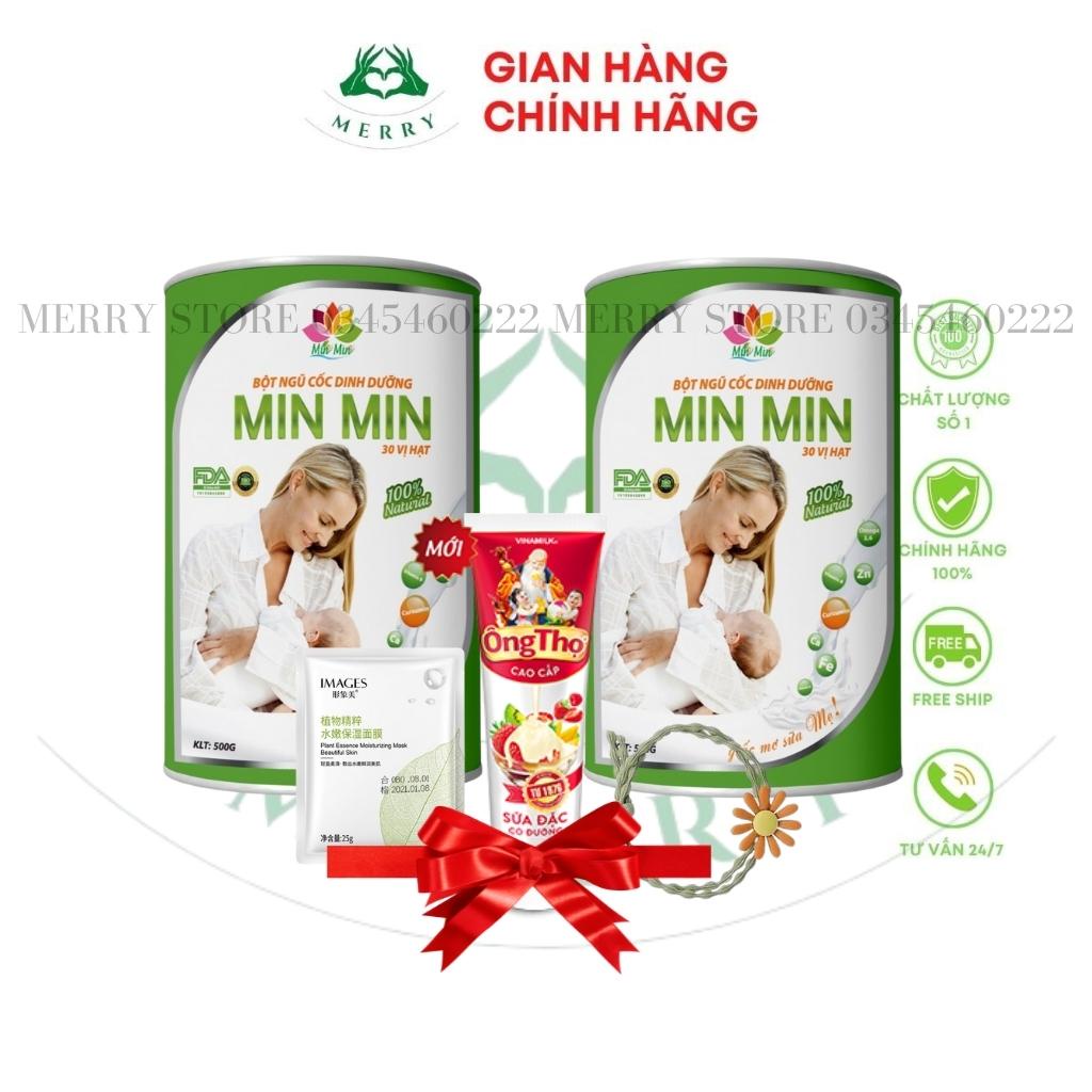 (COMBO 2 HỘP) Bột Ngũ Cốc Lợi Sữa Min Min Chính Hãng 500g Loại 30 Hạt mẫu mới dành cho mẹ sau sinh