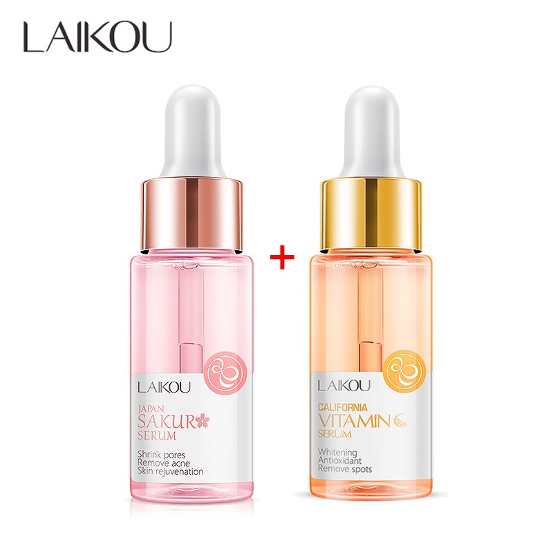 Bộ 2 món serum dưỡng da LAIKOU hoa anh đào 17ml + Vitamin C cấp ẩm 17ml
