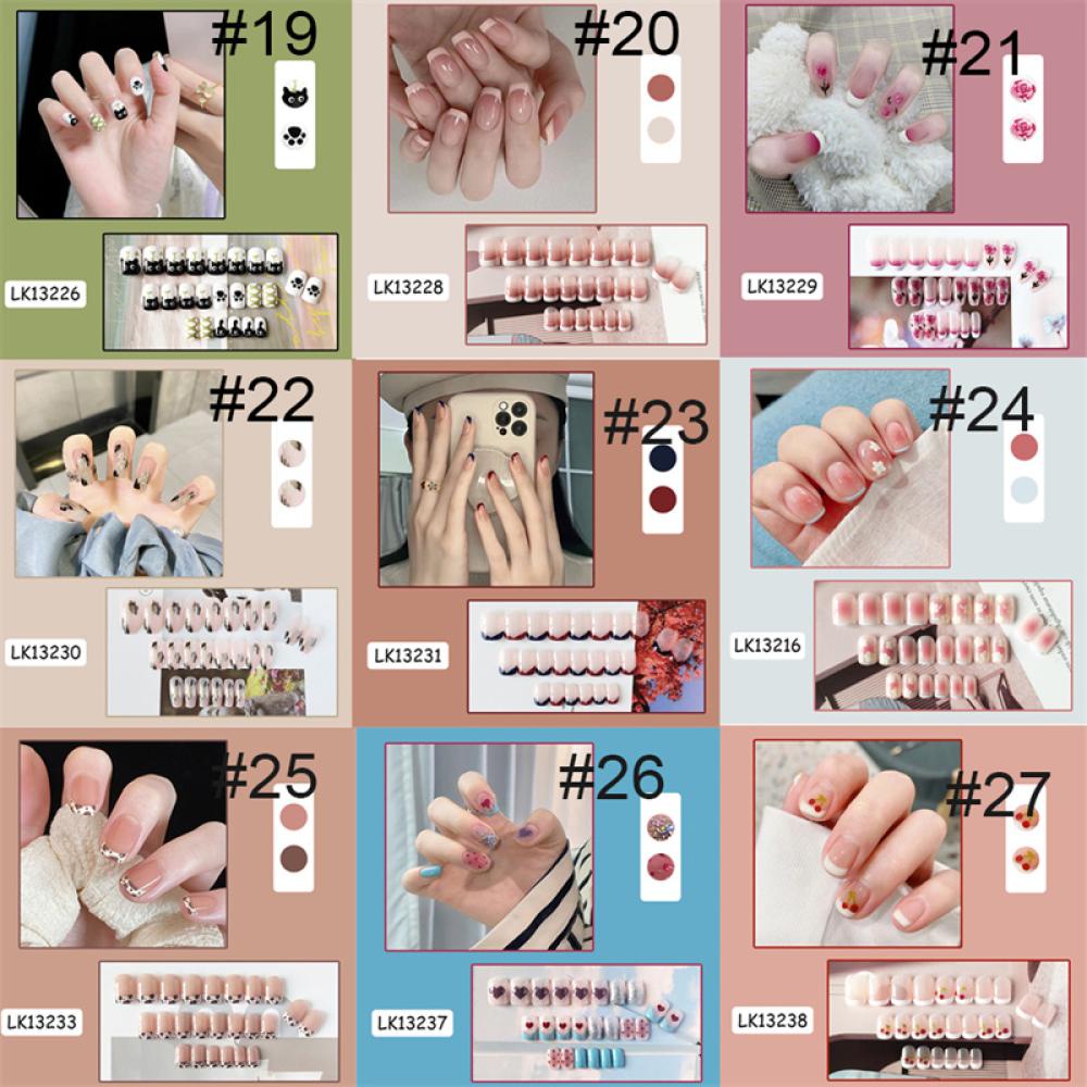 Set 24 Móng Tay Giả Nhiều Màu Dễ Thương F4Y5