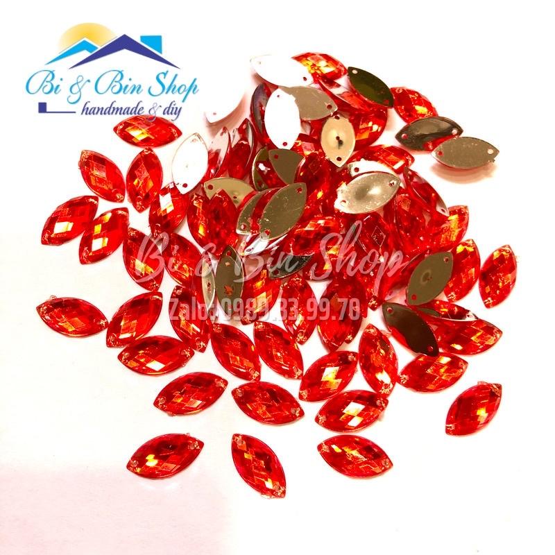 72 Viên Đá Kết Lá Me 9x18mm Đính Kết Trang Phục Thời Trang