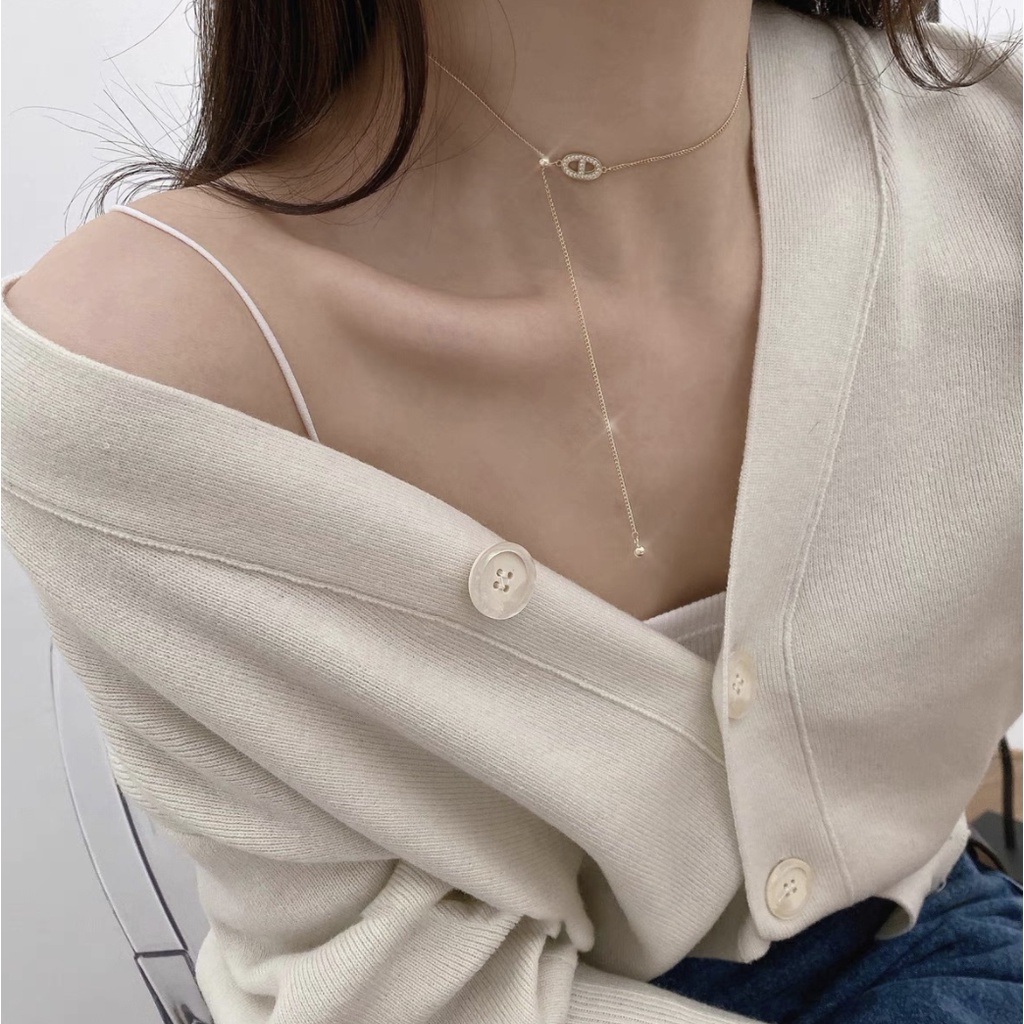 Dây Chuyền Vòng Cổ Nữ Đeo Lệch Mạ Vàng Sát Cổ Thanh Mảnh Phong Cách Hàn Quốc CôNg Sở Dạo Phố Nữ Tính Trẻ Trung Boho Heli