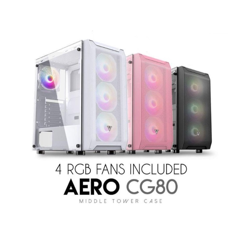 Vỏ Case Máy Tính Mặt Bên Kính Cường Lực FANTECH CG80 AERO Tặng Kèm 4 Quạt LED RGB