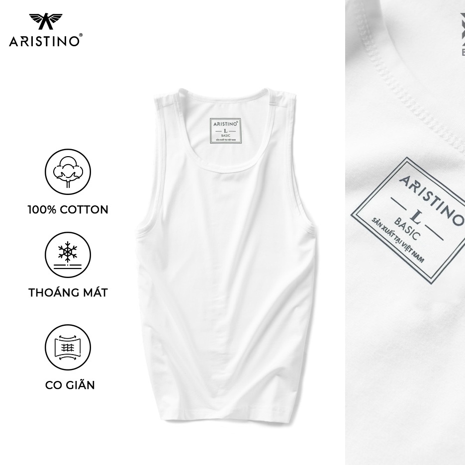 Áo Ba Lỗ Nam CHÍNH HÃNG ARISTINO AC21 may ô nam tanktop chất thun 100% Cotton cao cấp mặc lót thấm hút mồ hôi XanhHous