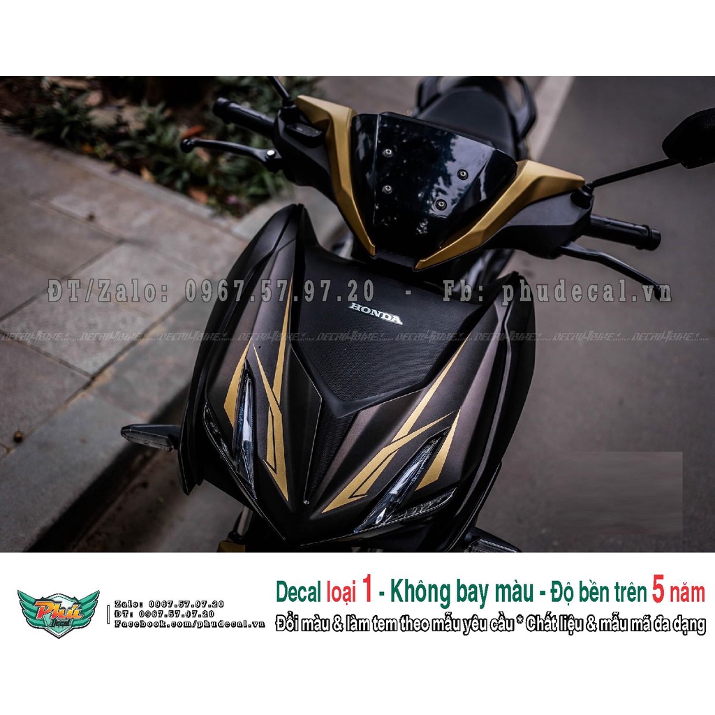 Tem rời xe Winner X đen nhám chỉ vàng (A)