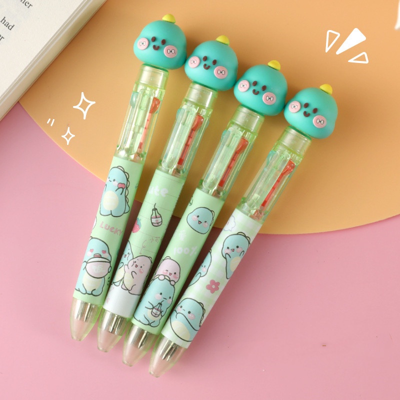 Set 4 Bút Bi Nhiều Màu Đa Năng Họa Tiết Hoạt Hình Dễ Thương