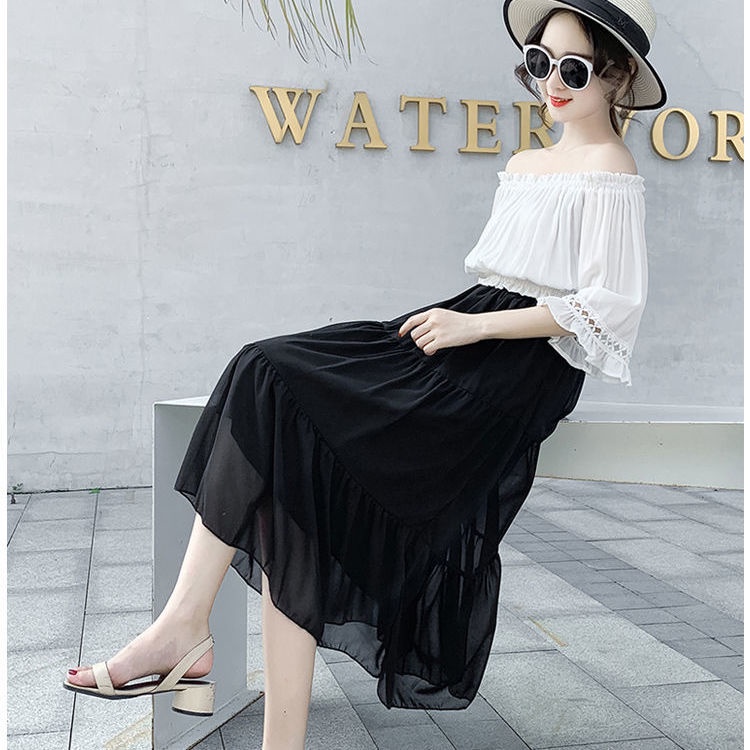 Chân váy dài COZOK dáng chữ A lưng cao màu trơn đơn giản thời trang