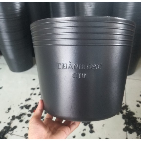 Set 10 chậu nhựa đen C10L  trồng cây, thoát nước tốt
