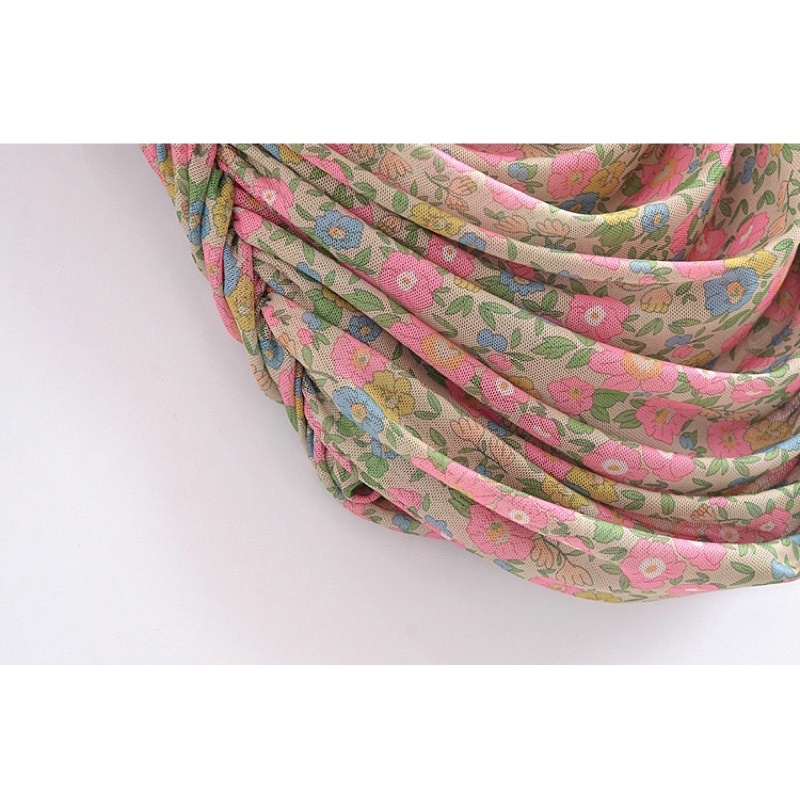 Váy body hai dây hoa nhí bo nhún