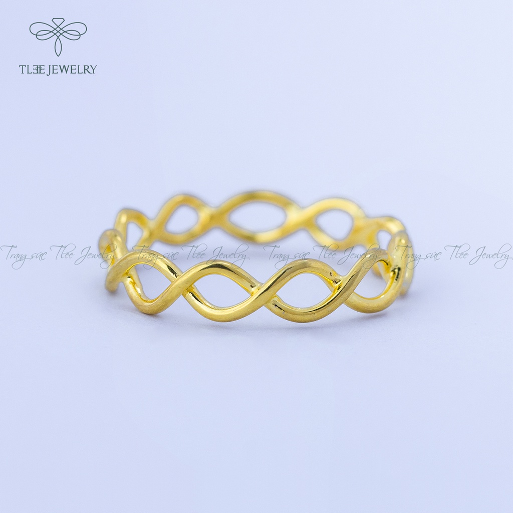Nhẫn bạc TLEE sóng đan chéo basic mạ vàng 14k NCJ A0122