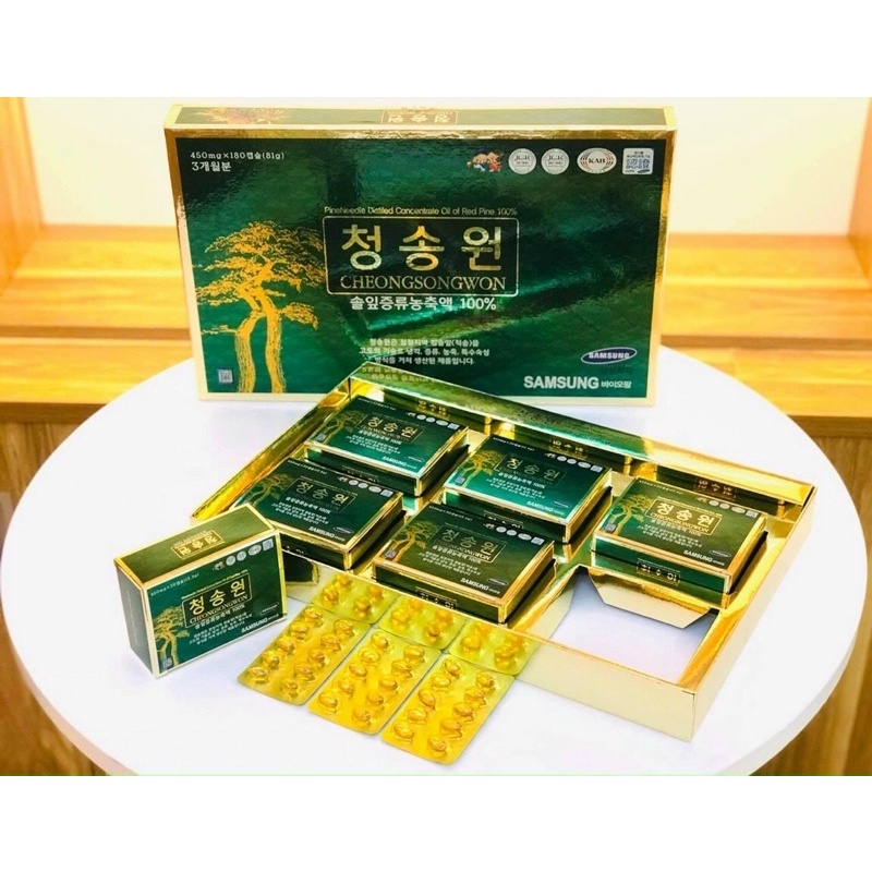 [DATE 2023] Tinh Dầu Thông Đỏ CHEONGSONGWON 450mg x 180 Viên HÀN QUỐC [HỘP XANH]