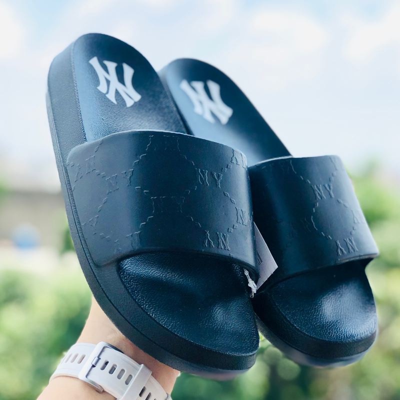 Dép unisex 𝐌𝐋𝐁 ❤️FREESHIP + Hộp❤️ dép đúc mlb monogram ny bóng chày quai ngang thể thao nam nữ in nổi NY xịn, đen