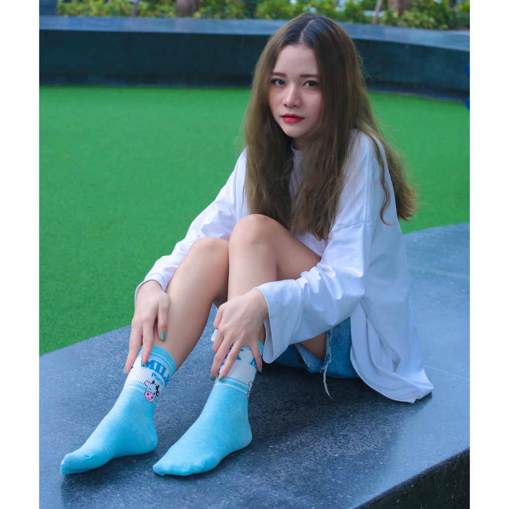 Tất vớ nữ Ulzzang cổ cao Sữa Dâu Kikiya cao cấp Hàn Quốc W-C-016
