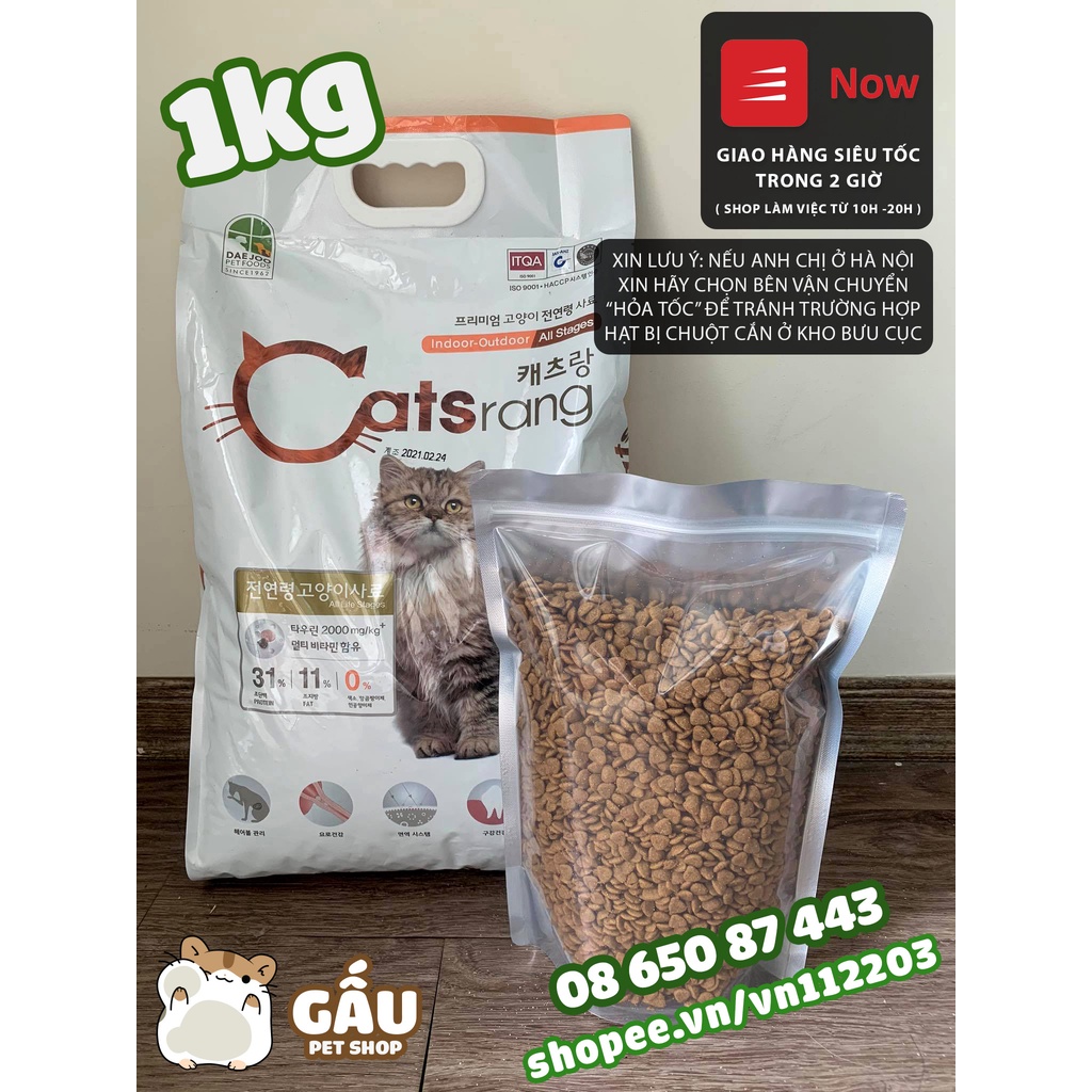 Thức ăn cho Mèo mọi lứa tuổi Hạt Catsrang 1KG