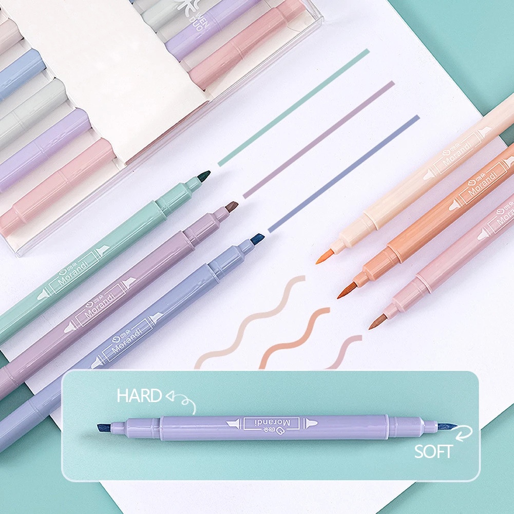 [Mới] Set 6 Bút Đánh Dấu Morandi Hai Đầu Phong Cách Ins Dành Cho Học Sinh / Văn Phòng
