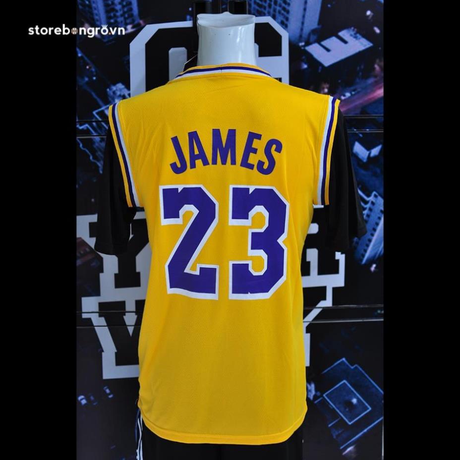 12.12 Áo Bóng Rổ có tay NBA Laker 23 Lebron James Vàng Đen !