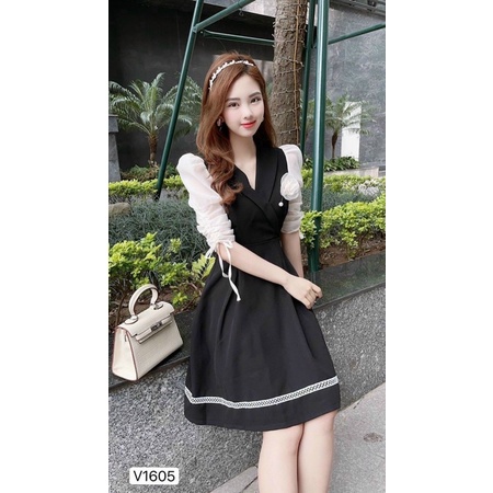Đầm dạo phố tay dài dập ly chân váy | BigBuy360 - bigbuy360.vn