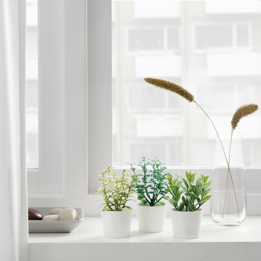 Bộ 3 chậu cây hoa cảnh nhân tạo mini trang trí Fejka IKEA