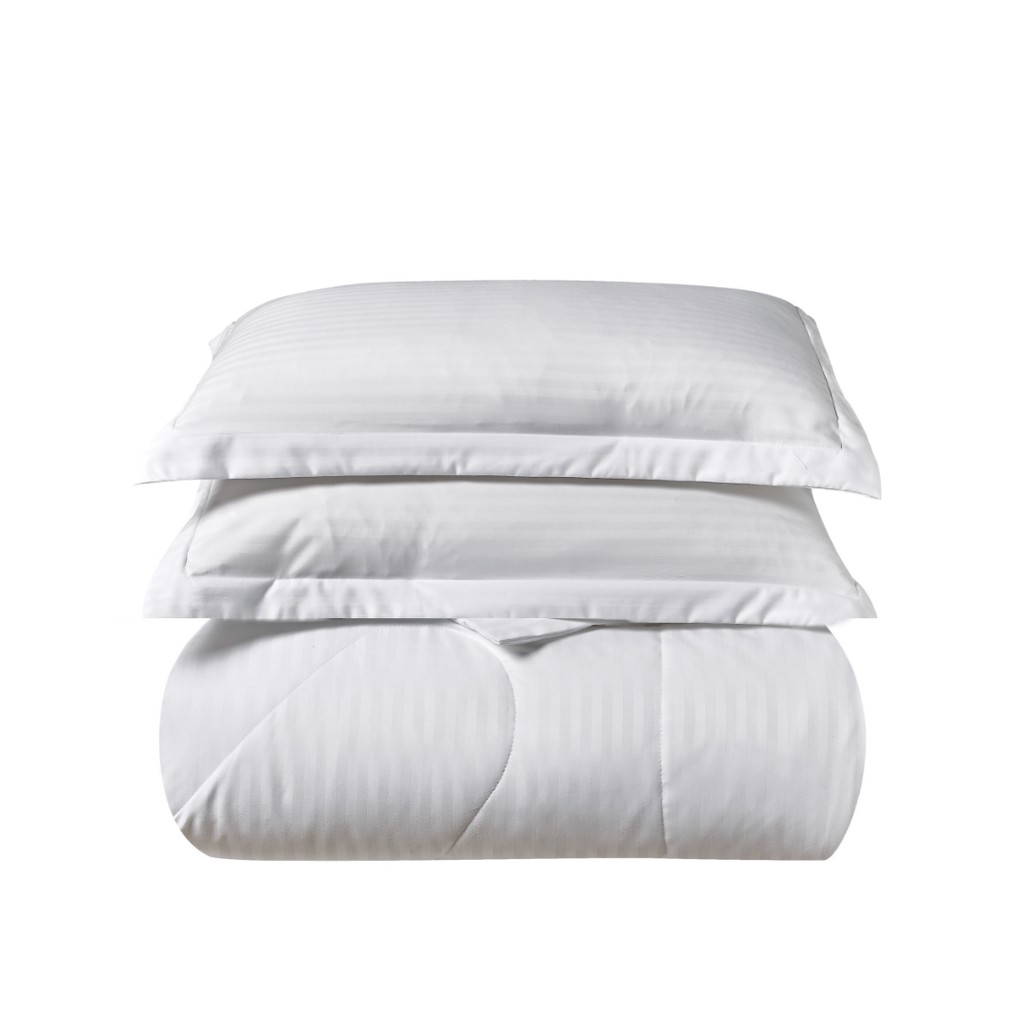 Bộ chăn ga sọc 1cm Studio 77- Soleil "WHITE " - 7 MÓN