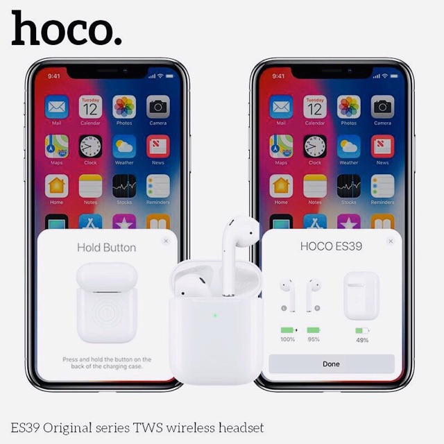 Tai nghe bluetooth hoco ES39 chính hãng có đổi tên định vii- Tai nghe không dây ES39 hỗ trợ sạc không dây