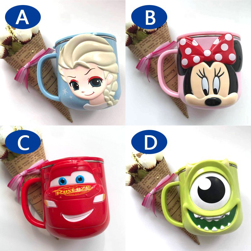 FROZEN Bình Nước Giữ Nhiệt Bằng Thép Không Gỉ Họa Tiết Hoạt Hình Disney Dễ Thương Cho Bé