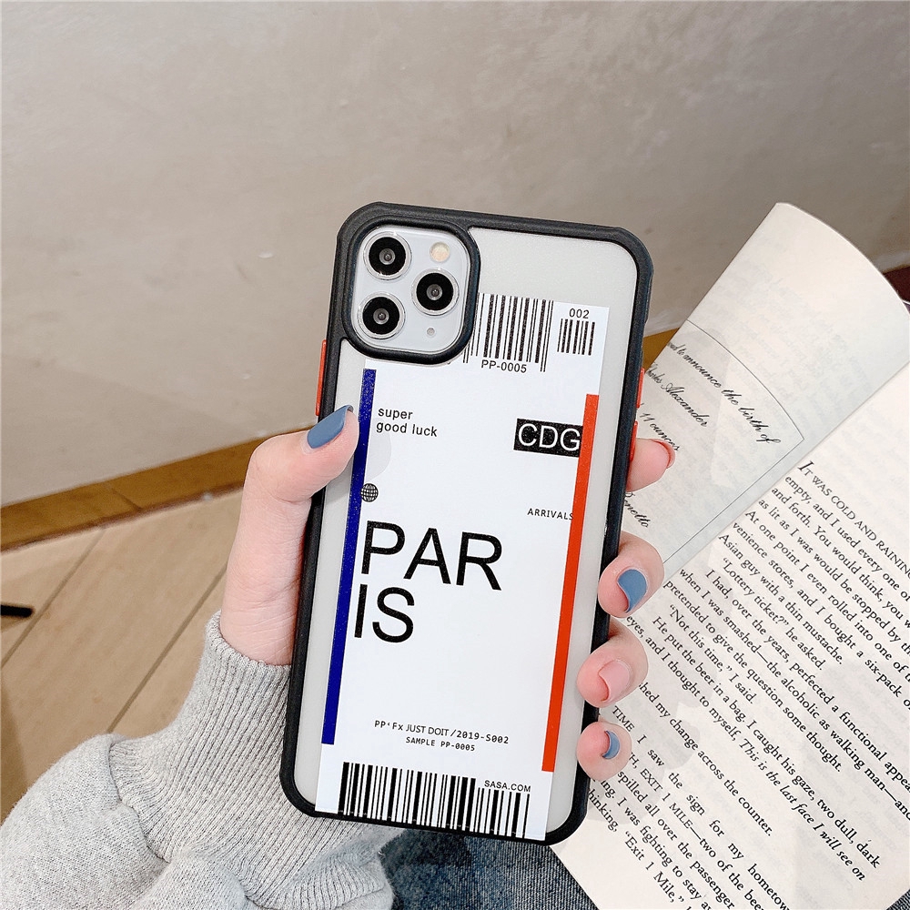 Ốp điện thoại hình vé máy bay London/Paris cho iPhone 11 11pro 11promax 6 6s 7 8 Plus X XR XS MAX