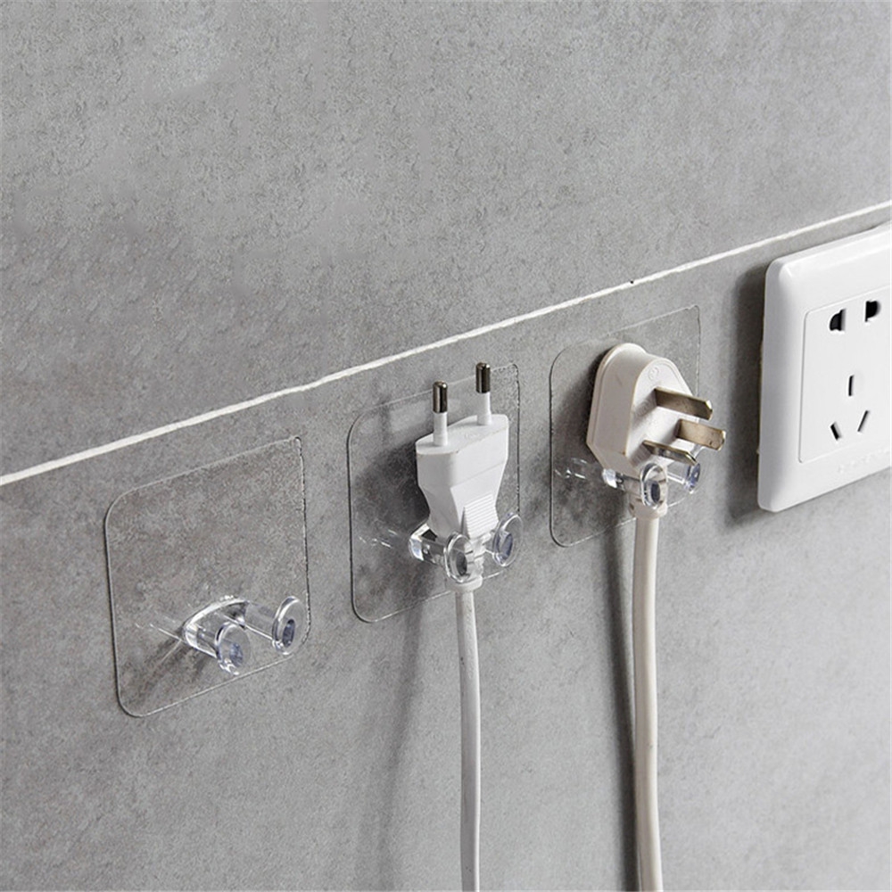 POWER Bộ 5 Móc Nhựa Treo Phích Cắm Điện Trong Suốt