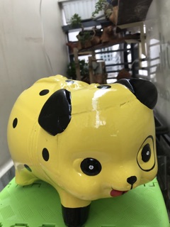 Heo đất chó đóm vàng size L ( 24x15x17 )