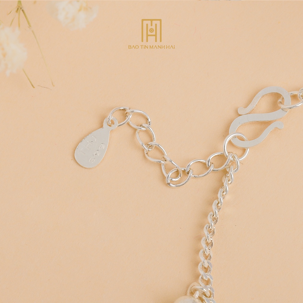 Lắc Tay Bạc Nữ Dây Đơn Dáng Bi Cách Điệu LB21 Bảo Tín Mạnh Hải