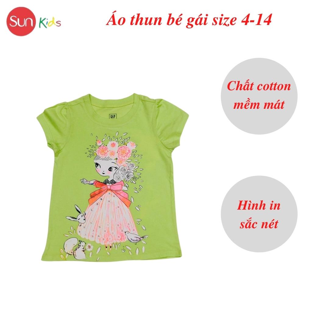 Áo thun cho bé gái, áo phông bé gái chất cotton mềm mát, size 4 - 14 tuổi - SUNKIDS