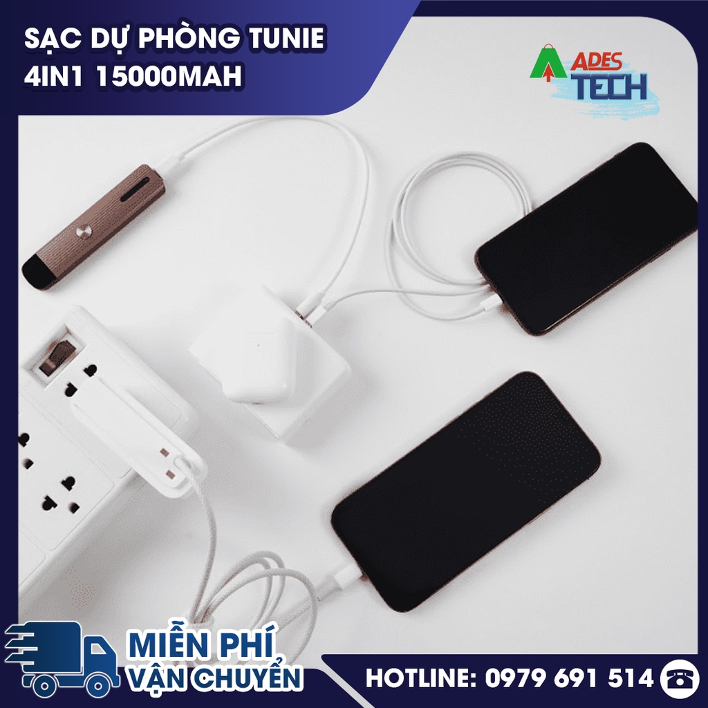 Sạc Dự Phòng Tunie 4in1 10,000 mah & 15000 mAh ver 1 / ver 1.5 | Hỗ Trợ Sạc Nhanh | Kèm Cáp Sạc | Sạc Không Dây