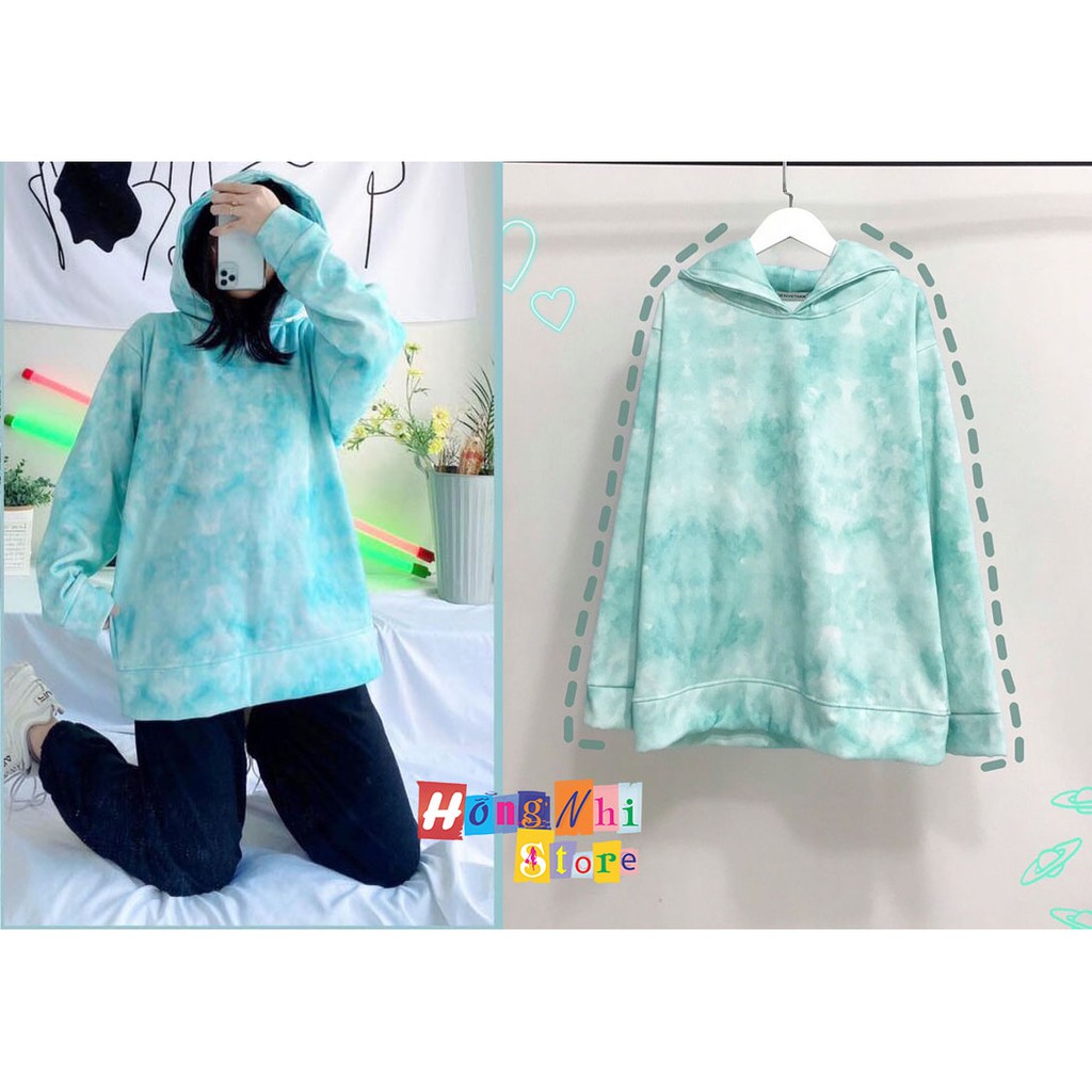Áo Khoác Hoodie 3D V4 Loang Màu Xanh Ngọc Oversize Ulzzang Unisex Dáng Rộng - MM