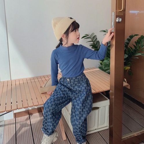 Quần Jeans Dài Ống Đứng Thời Trang Cho Bé Gái