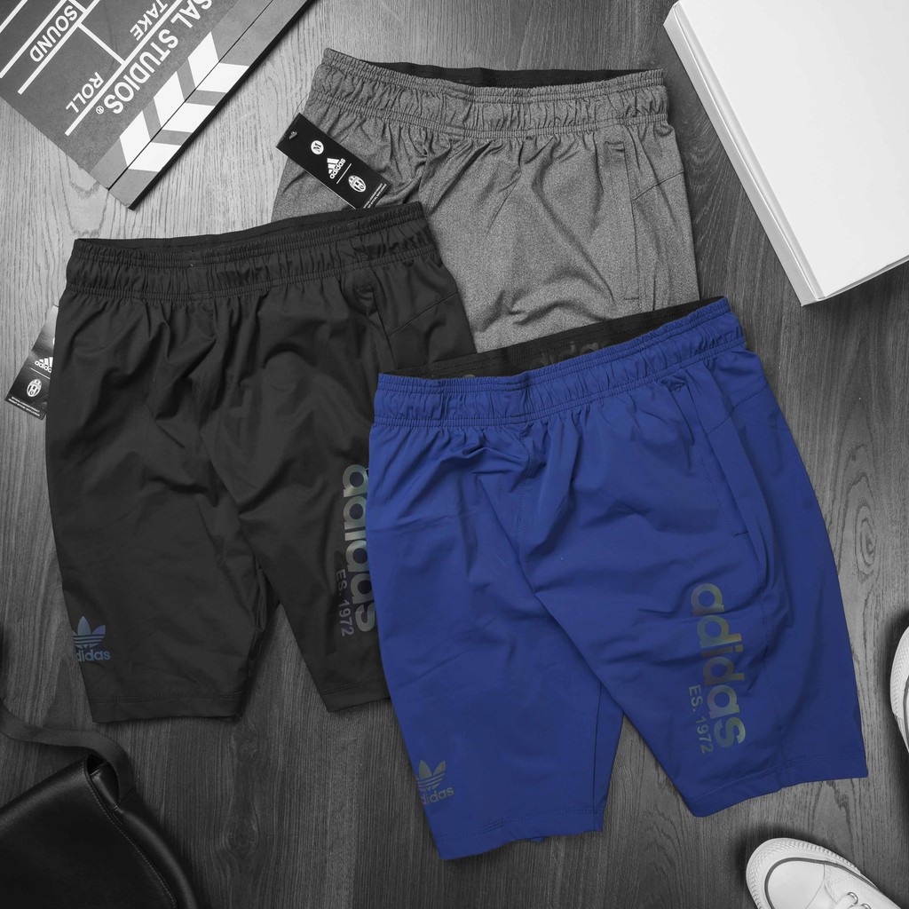 Quần short đùi thể thao nam tập gym,chạy bộ chất xi gió co giãn 4 chiều cao cấp có size trên 100kg DAS 7 màu