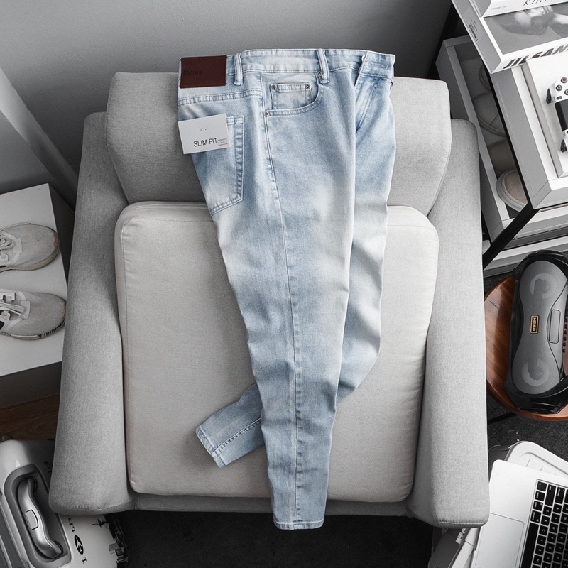 Quần jean denim nam ôm dáng xuất khẩu hàng đẹp co giãn