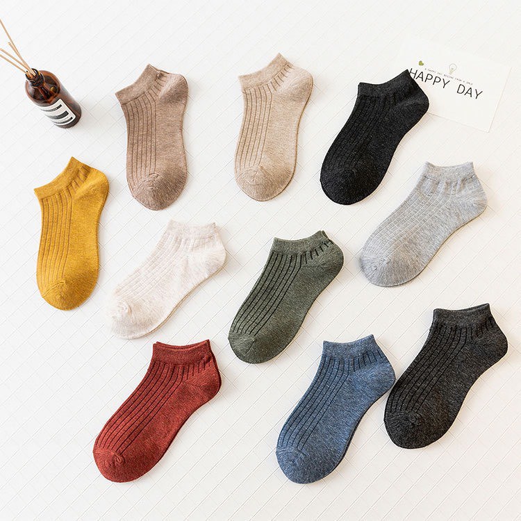 Vớ Tất Cổ Ngắn Trơn Gân Nhật Cotton Kháng Khuẩn Freesize nam nữ hàng chuẩn loại 1 MRSOCKS - VN011