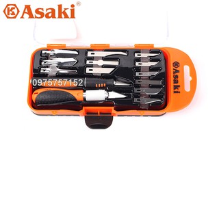 Bộ dao điêu khắc, chạm, trổ, tách, ghép cao cấp 14 chi tiết Asaki AK-3960