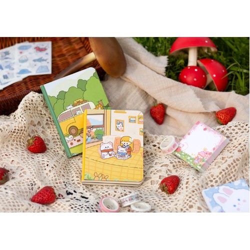 SET 21 MÓN gồm Sổ tay + Giấy note + Sticker + 6 cuộn Washi tape DIY - Văn Phòng Phẩm Sáng Tạo