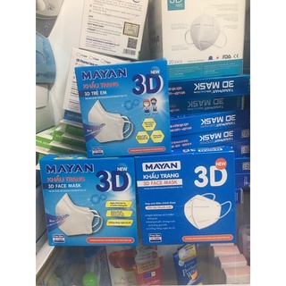 Khẩu trang cao cấp Mayan 3D trẻ em (hộp 10 chiếc dành cho bé từ 3-12 tuổi )