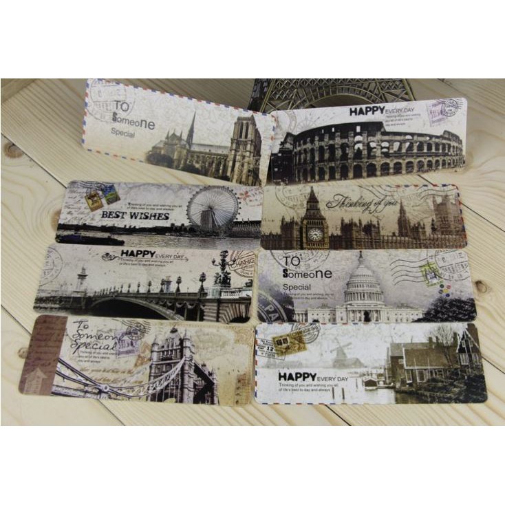 Hộp 30 Bookmark Đánh Dấu Sách Paris Tháp Eiffel Vintage Retro