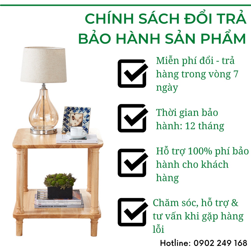 Kệ đầu giường VIVUDECOR KD01 100% gỗ tự nhiên