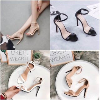 Giày Sandals quai mảnh basic gót đũa 10 phân
