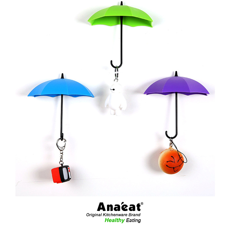Set 3 móc treo đồ ANAEAT hình cây dù dán tường không để lại vết